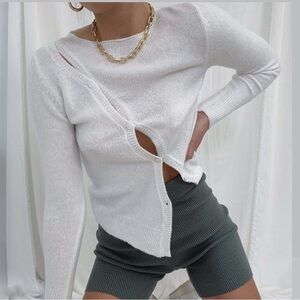 pink asymmetrical cardigan